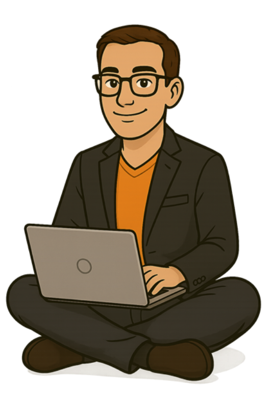 gddesign דמות יושבת ישיבה מזרחית עם לפטופ